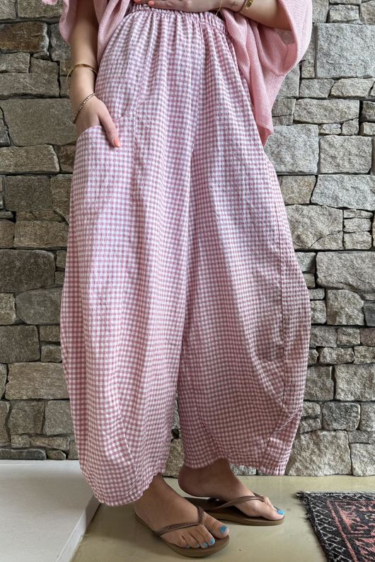 Arbi Gingham 7/8 Barrel Pant Indian Pink